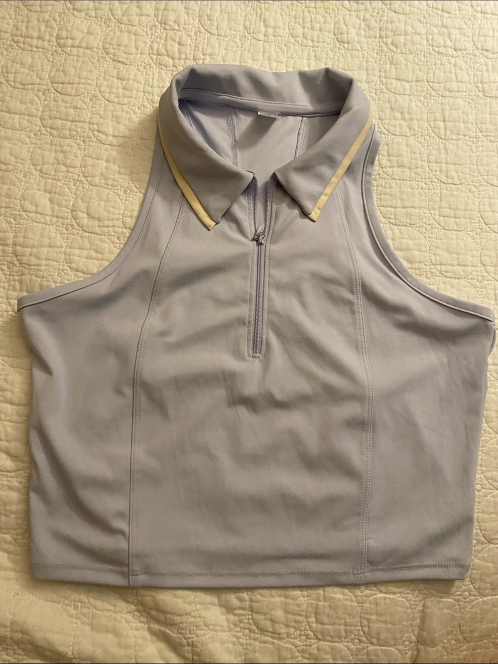 No Brand Sleeveless Polo Tank Top crop with Zip in Light Lavender